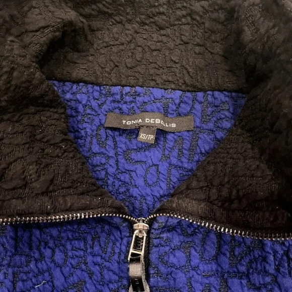 [XS] TONIA DEBELLIS Blue Black MOLLY  JACKET - Picture 3 of 9